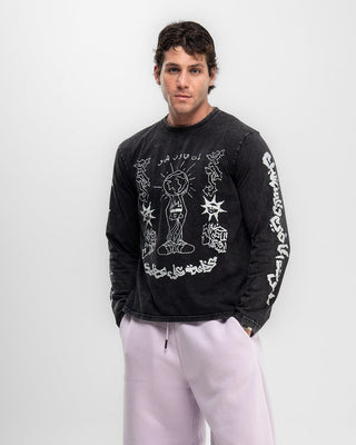 3azama 3ala 3azama Black Washed Long Sleeves Long Sleeves IN YOUR SHOE S