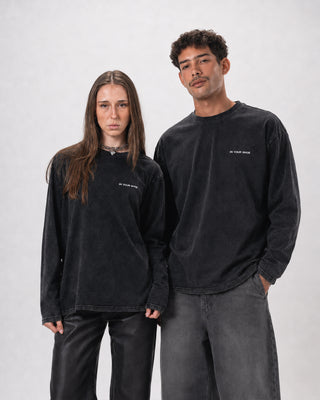 Black Washed Oversized Long Sleeves