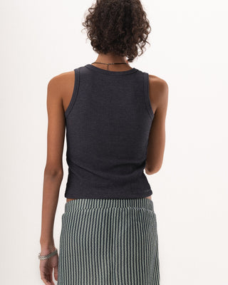 Navy Ribbed Tank Top