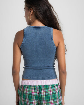 Baby Blue Washed Halter Tank Top Tank Tops IN YOUR SHOE S