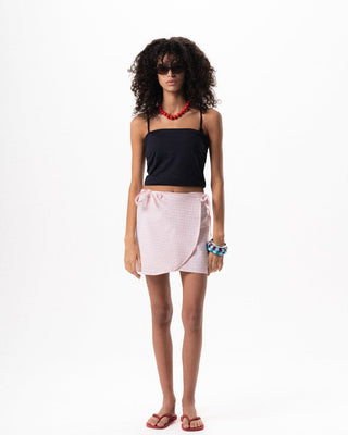 Baby Pink Plaid Mini Wrap Flowy Wraps IN YOUR SHOE S/M