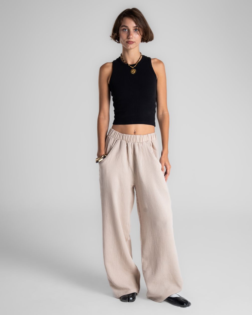 Beige Barrel Fit Linen pants Linen Pants IN YOUR SHOE S