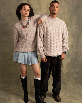 Beige Cable Knit Sweater Cable Knit Sweater IN YOUR SHOE S-M