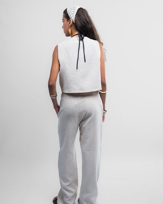 Beige Casual Tied Up Linen Vest Linen Vest IN YOUR SHOE