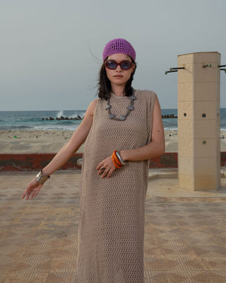 Beige Crochet Fishnet Dress Fishnet Dress IN YOUR SHOE