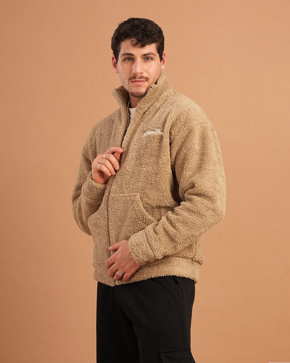Beige Fleece Jacket Fleece Jacket IN YOUR SHOE M