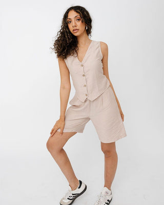 Beige Linen Vest Linen Vest IN YOUR SHOE M