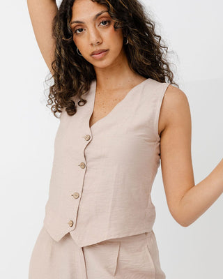Beige Linen Vest Linen Vest IN YOUR SHOE S