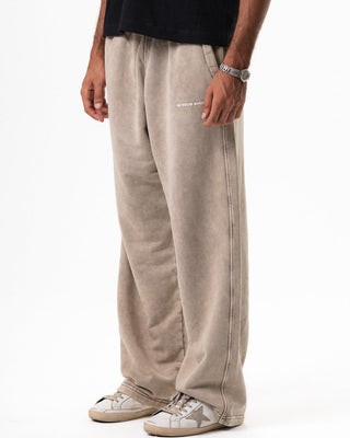 Beige Washed Wide Leg Swants Swants IN YOUR SHOE