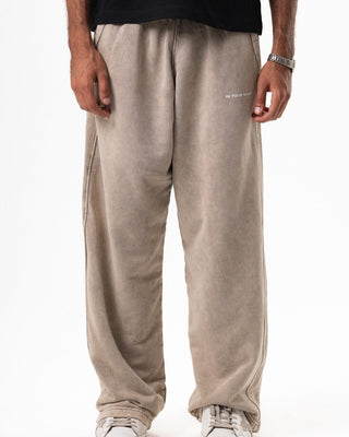 Beige Washed Wide Leg Swants Swants IN YOUR SHOE M