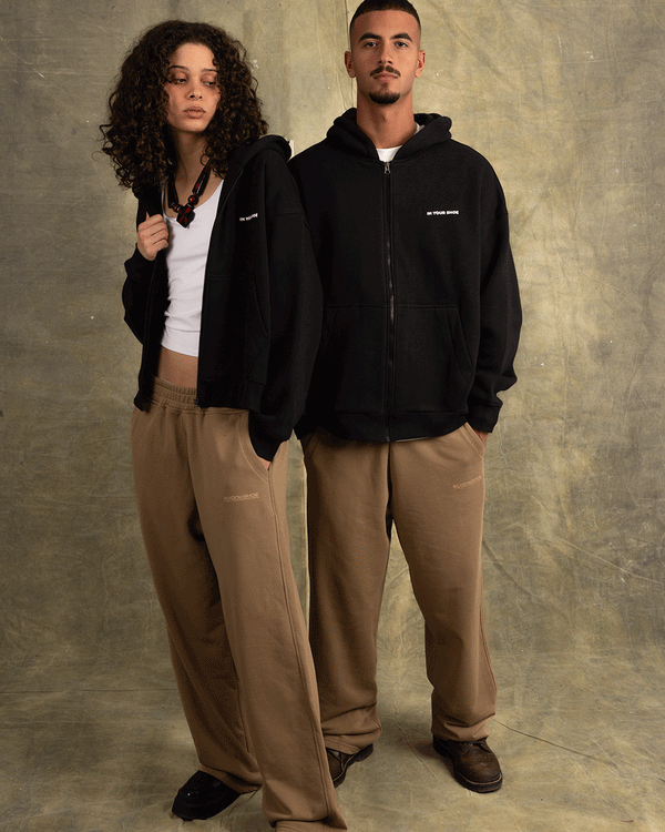 Dark Beige Wide Leg Sweatpants