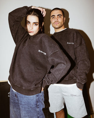 Black Acid Washed Crewneck Acid Washed Crewnecks IN YOUR SHOE M