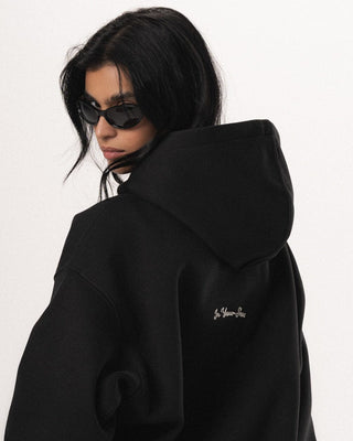Black Basic Boxy Zip-Up Hoodie Zip Up Hoodies IN YOUR SHOE