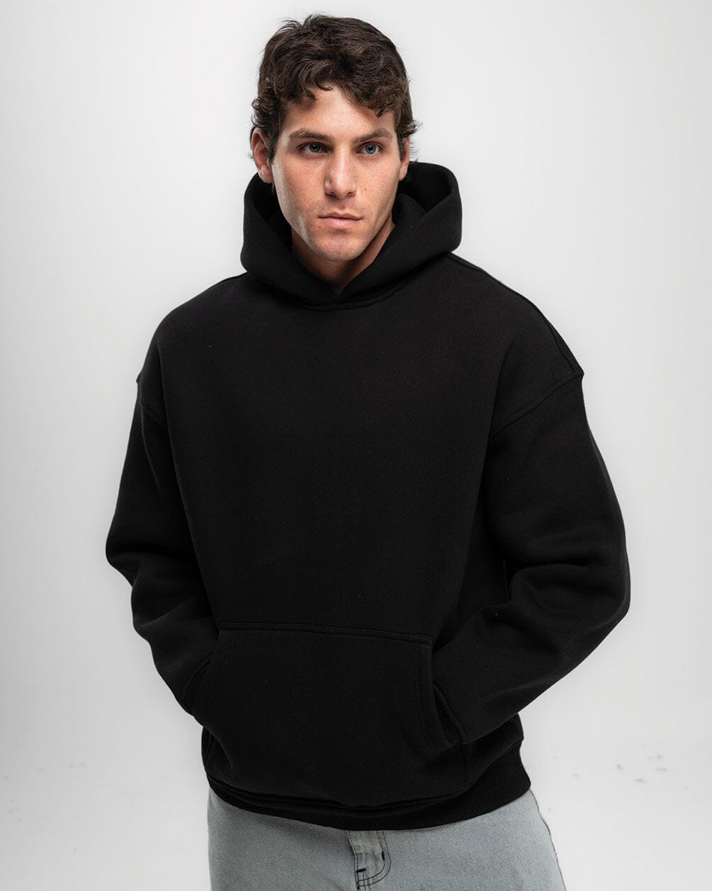 Black Basic Heavy Oversized Hoodie Plain Hoodies IN YOUR SHOE S