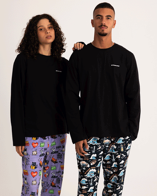 Black Basic Long Sleeve Tee PJ Tops IN YOUR SHOE