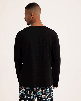 Black Basic Long Sleeve Tee PJ Tops IN YOUR SHOE