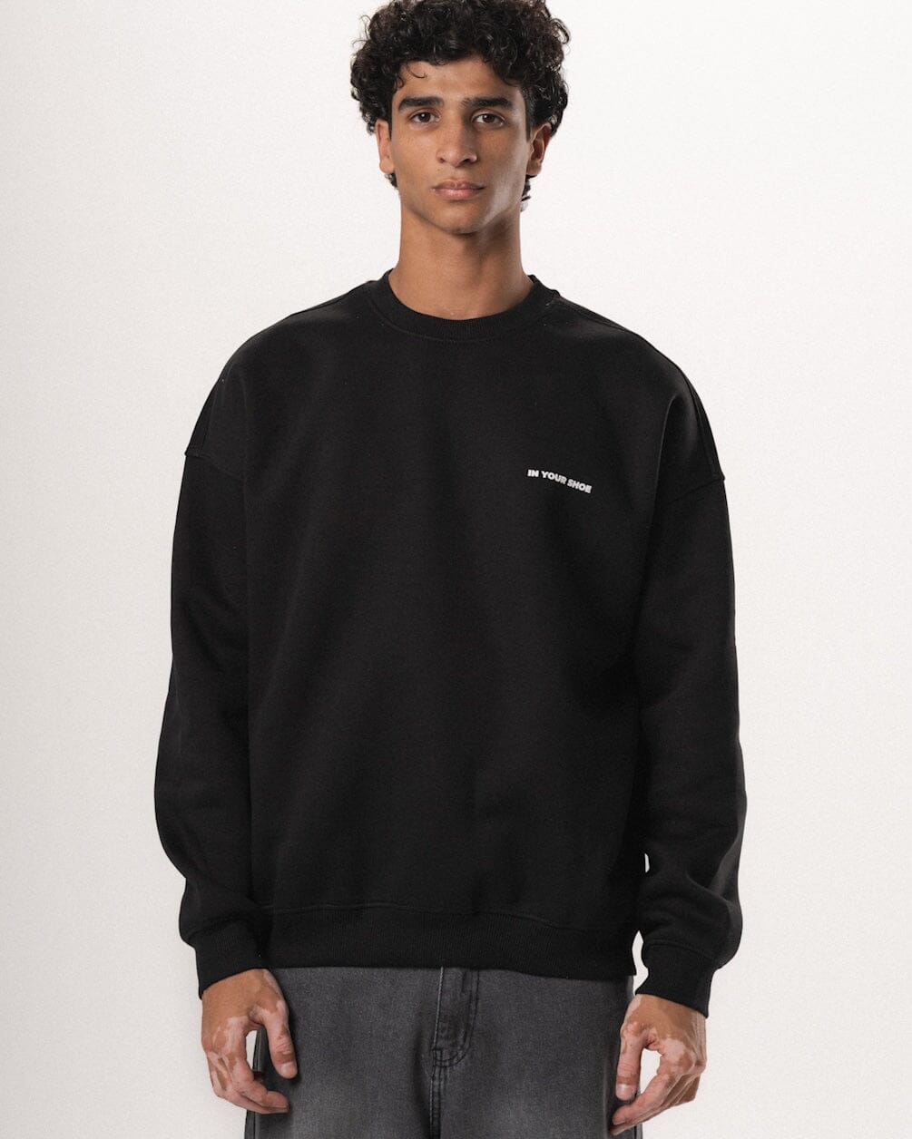 Black Basic Oversized Crewneck Crewnecks IN YOUR SHOE