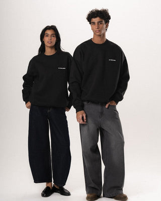 Black Basic Oversized Crewneck Crewnecks IN YOUR SHOE S