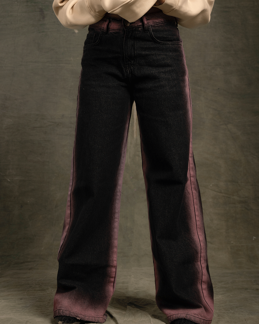 Black Border Washed Straight Jeans Jeans IN YOUR SHOE