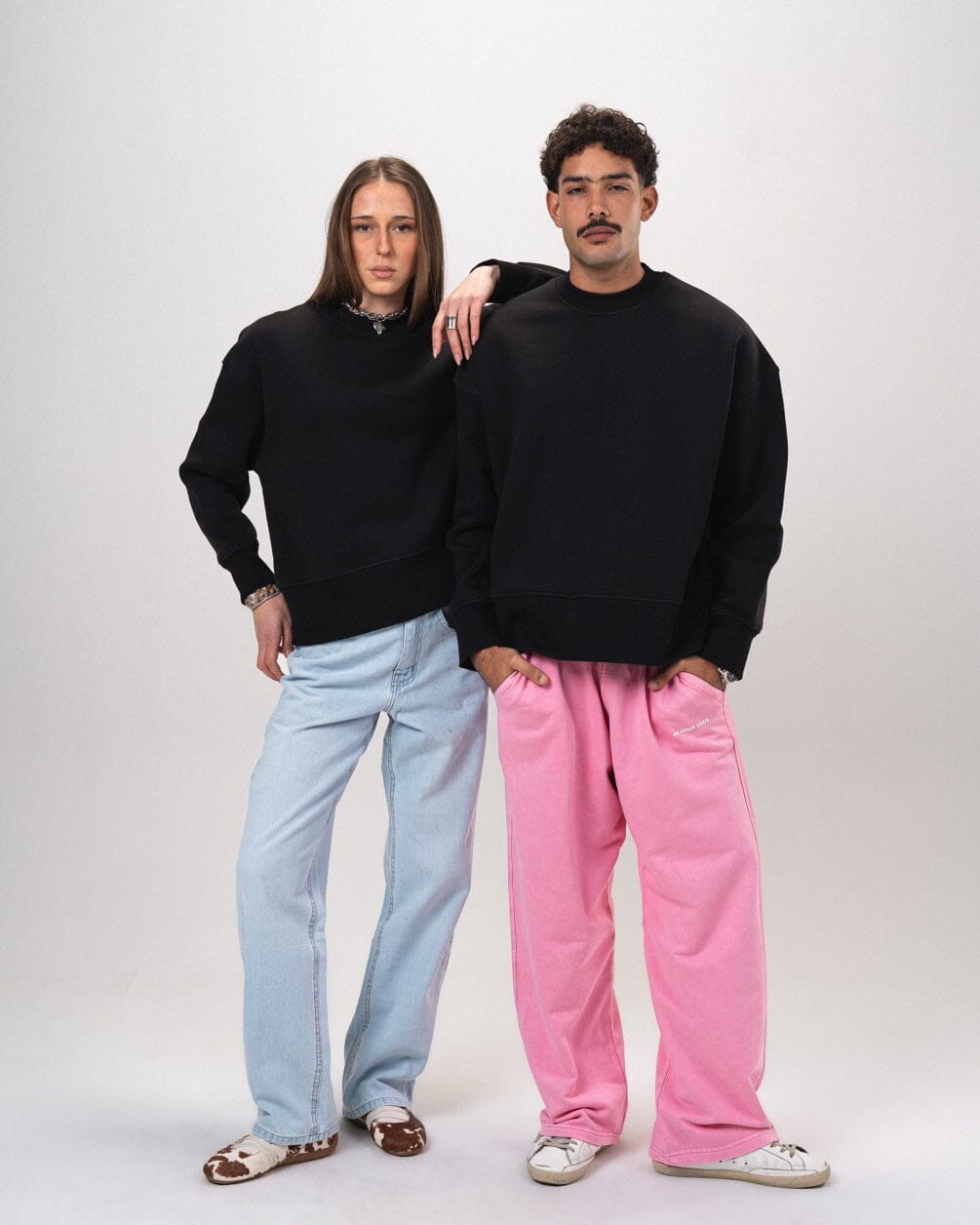 Black Boxy Crewneck Acid Washed Crewnecks IN YOUR SHOE S