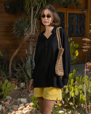 Black Boyfriend Linen Shirt Boyfriend Shirt IN YOUR SHOE S