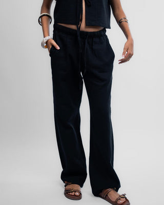 Black Casual Linen Pants Linen Pants IN YOUR SHOE