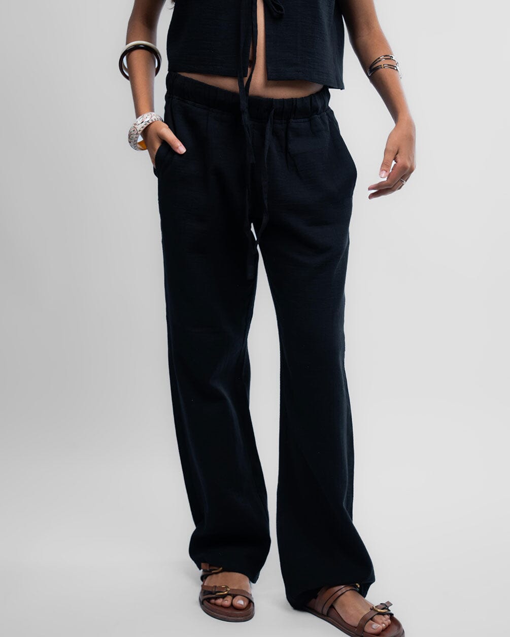Black Casual Linen Pants Linen Pants IN YOUR SHOE