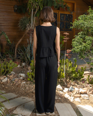 Black Crinkled Pants Linen Pants IN YOUR SHOE