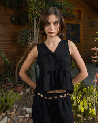 Black Crinkled Top Tops IN YOUR SHOE S