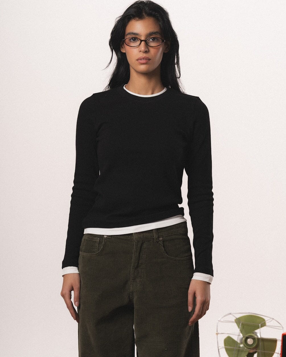Black Double Layered Long Sleeve Top Long Sleeve Tops IN YOUR SHOE S