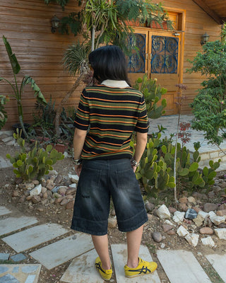 Black & Green Oversized Striped Polo Polo T-Shirts IN YOUR SHOE