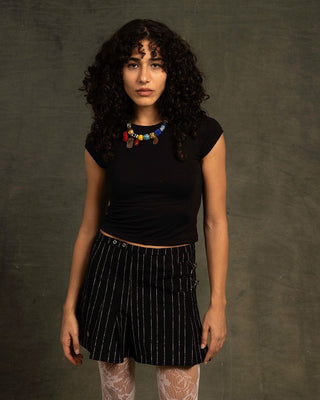 Black Half Sleeve Cropped Top Half Sleeve Tops IN YOUR SHOE S