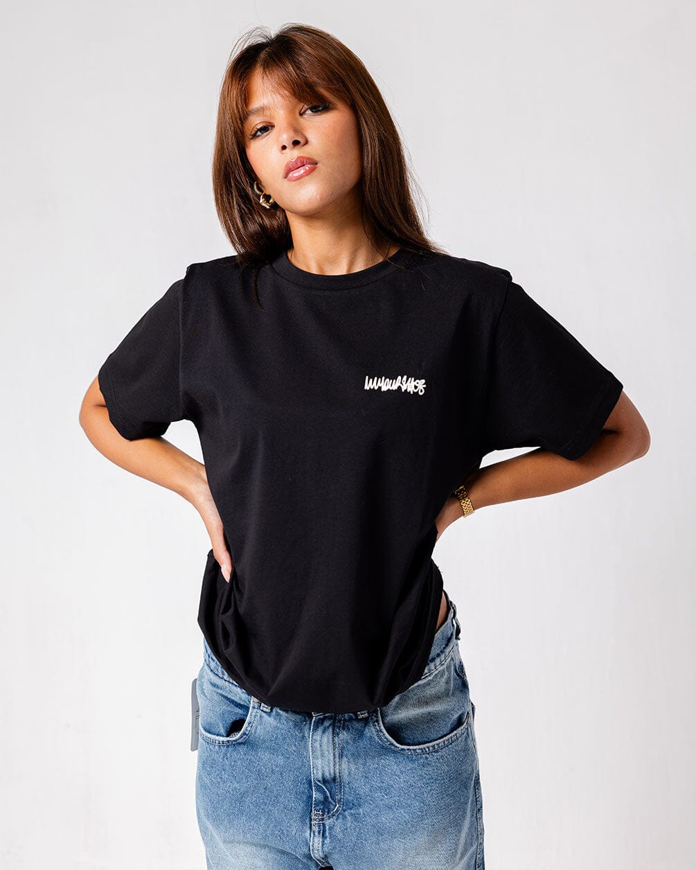 Black IYS Printed Regular Tee Basic Regular Tee IN YOUR SHOE