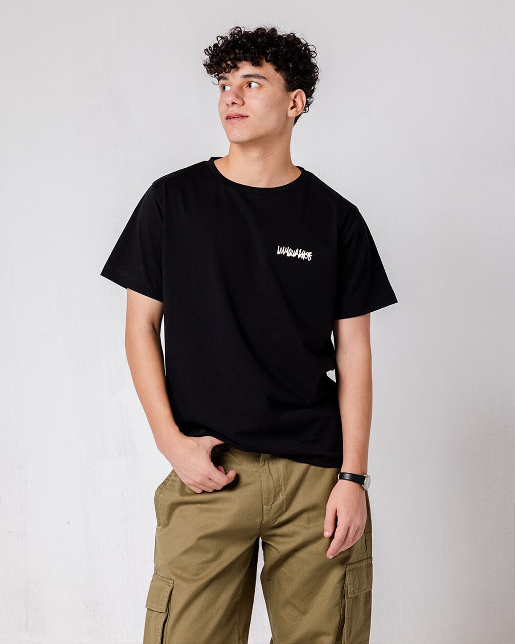 Black IYS Printed Regular Tee Basic Regular Tee IN YOUR SHOE