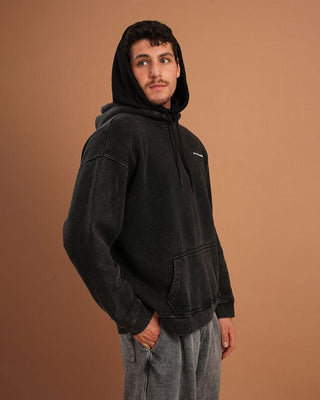 Black IYS Washed Hoodie Acid Washed Hoodies IN YOUR SHOE M