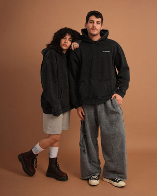 Black IYS Washed Hoodie Acid Washed Hoodies IN YOUR SHOE