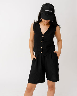 Black Linen Shorts Linen Shorts IN YOUR SHOE L