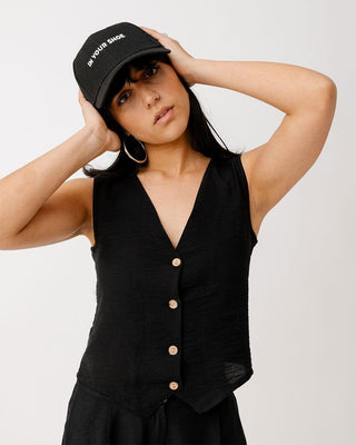 Black Linen Vest Linen Vest IN YOUR SHOE S
