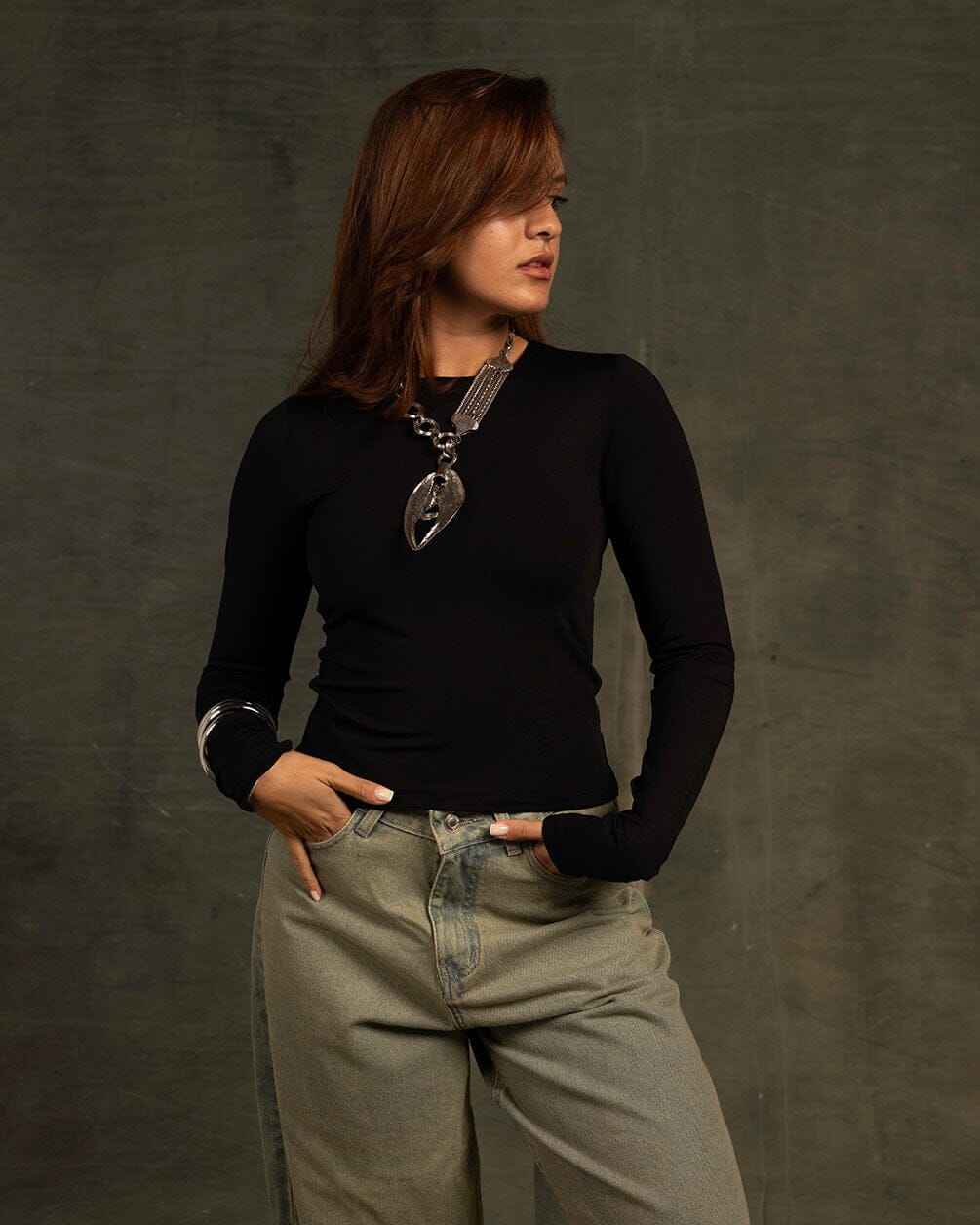 Black Long Sleeve Top Long Sleeve Tops IN YOUR SHOE S