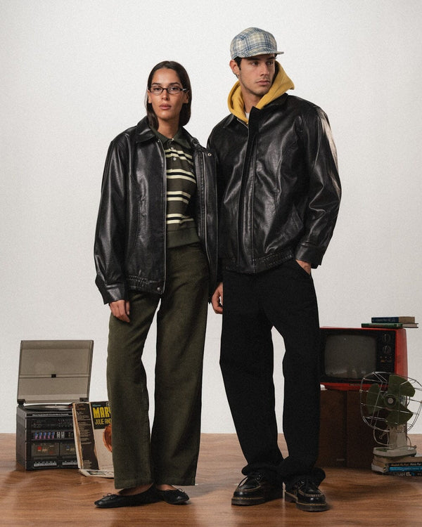 Black Oversized Leather Jacket