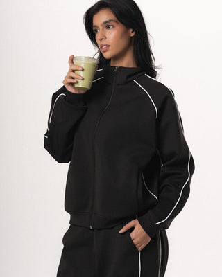 Black Oversized Track Jacket Track Jacket IN YOUR SHOE XL