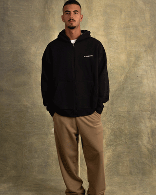 Black Oversized Zip-Up Hoodie Zip Up Hoodies IN YOUR SHOE L