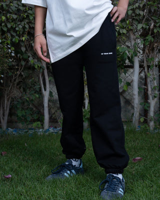 Black Paneled Loose Kids Swants Swants (Kids) IN YOUR SHOE