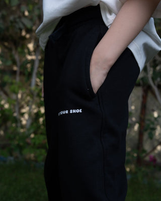 Black Paneled Loose Kids Swants Swants (Kids) IN YOUR SHOE