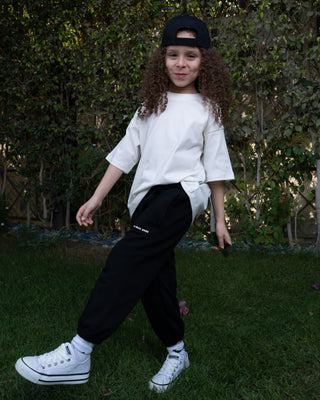 Black Paneled Loose Kids Swants Swants (Kids) IN YOUR SHOE 3