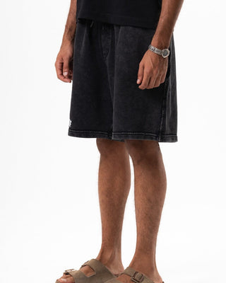 Black Peace & Love Wide-Leg Washed Sworts Sworts IN YOUR SHOE