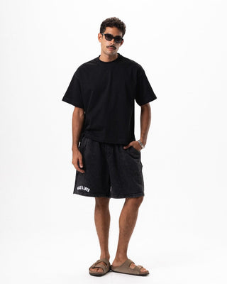 Black Peace & Love Wide-Leg Washed Sworts Sworts IN YOUR SHOE M