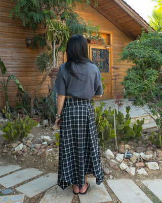 Black Plaid Asymmetric Cross Skirt Skirt IN YOUR SHOE