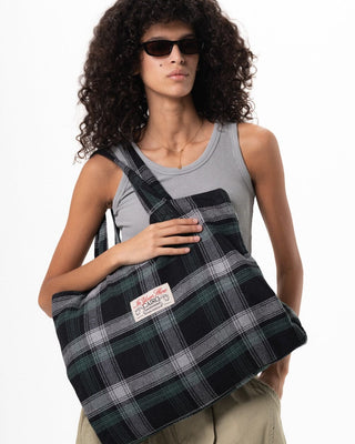 Black Plaid Tote Bag Wool Tote Bag IN YOUR SHOE