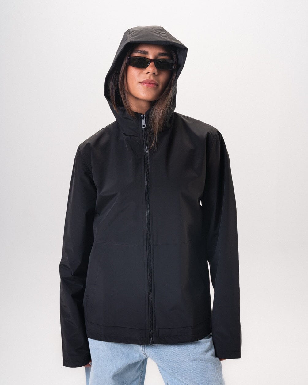Black Plain Oversized Thick Windbreaker Windbreaker IN YOUR SHOE M